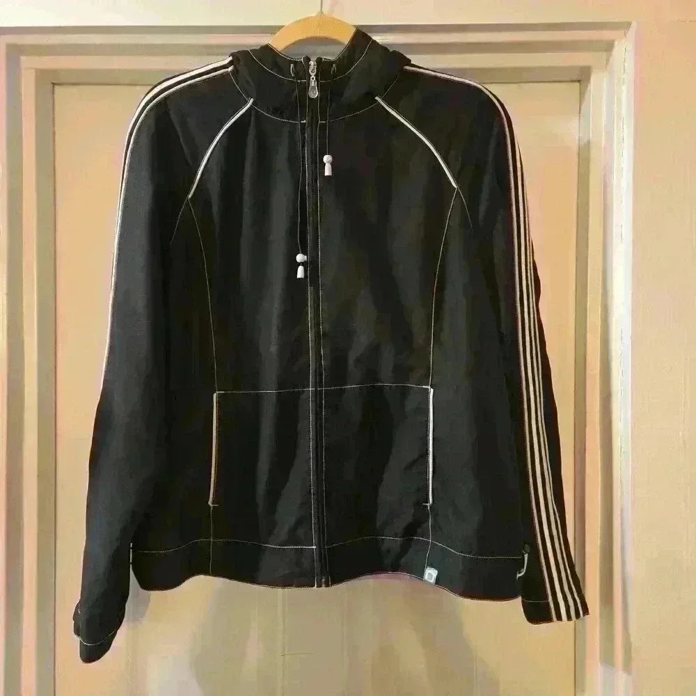 Fuda Womens Long Sleeve Hoodie Activewear Zippered Jacket Black Size XL